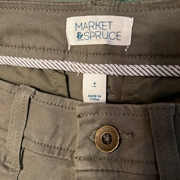 Market & Spruce | High Rise Utility Shorts- Olive Green - Picture 3 of 4